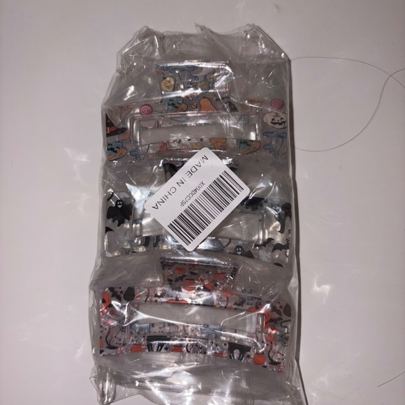 3 Pcs Halloween Rectangle Spooky Claw Clips Pumpkin Ghost Cobweb Print Medium - Picture 2 of 2